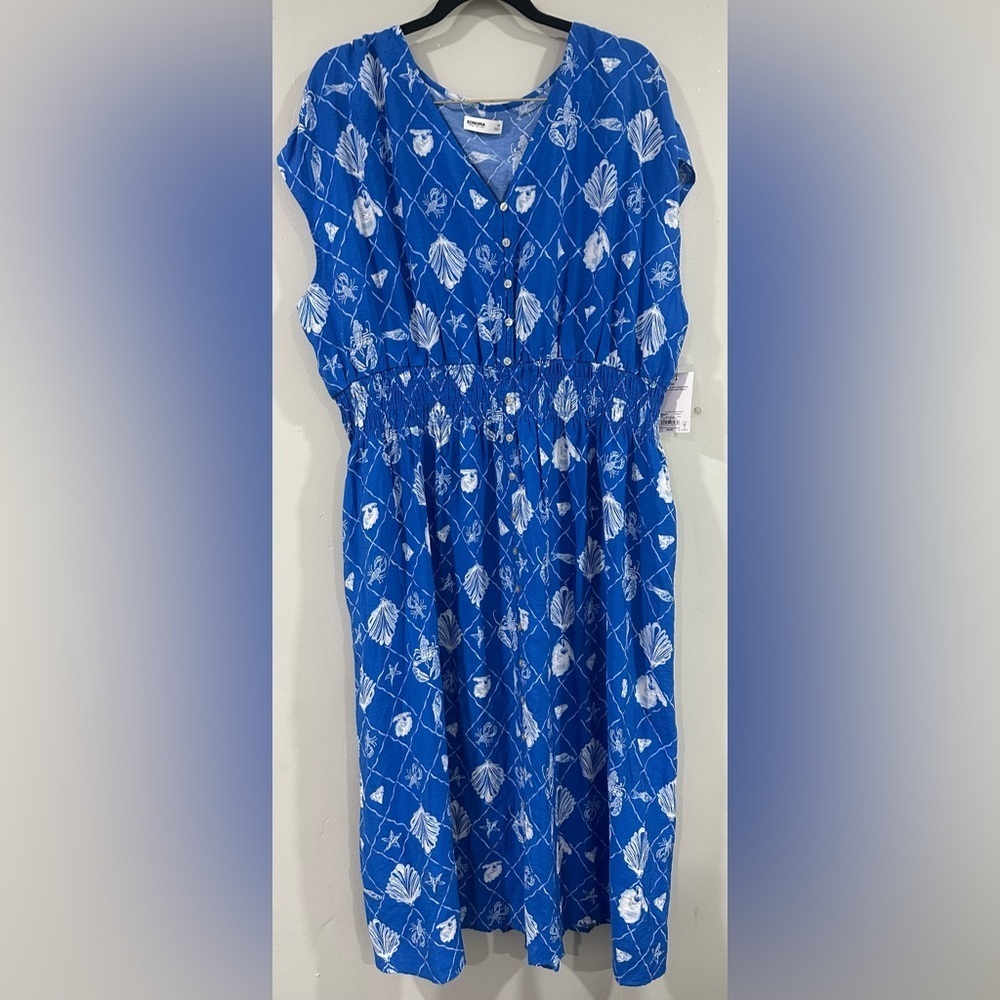 Sonoma Blue and White Midi Dress size 2x shell